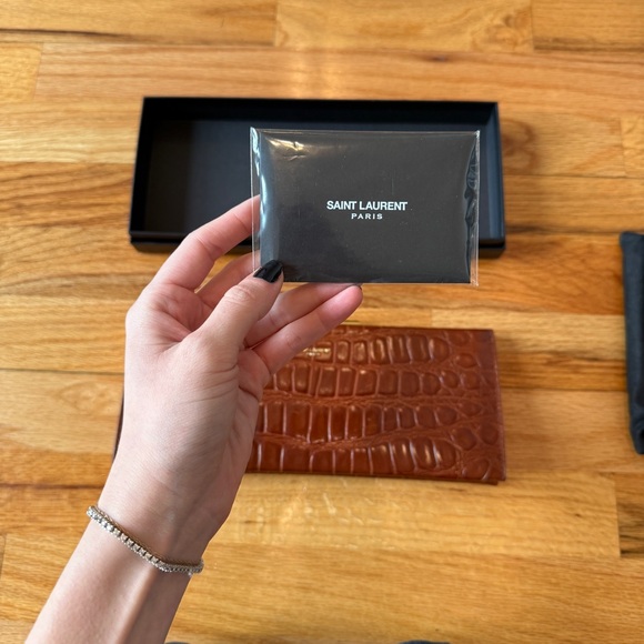 Saint Laurent Brown Crocodile Leather Embossed Croc Midnight Clutch Small - Picture 2 of 16